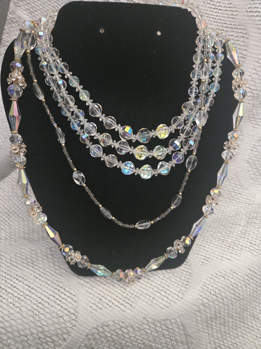 Vintage Crystal Aurora Beaded Necklaces Bundle